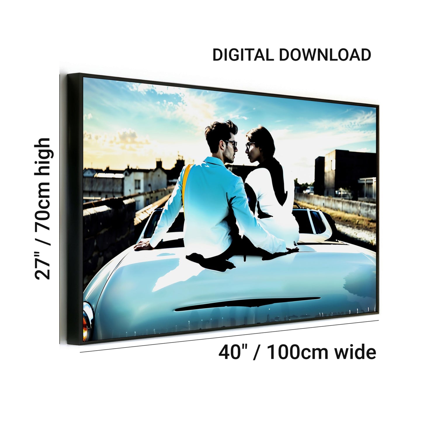 Couple on Convertible | Romantic Urban Reflection Art | Blue and White Accents | Modern Digital Art | 100 x 70 cm | Home Decor - Arts To GloryCouple on Convertible | Romantic Urban Reflection Art | Blue and White Accents | Modern Digital Art | 100 x 70 cm | Home DecorBlueArts To GloryCouple on Convertible | Romantic Urban Reflection Art | Blue and White Accents | Modern Digital Art | 100 x 70 cm | Home Decor | Instant Download - Arts To GloryCouple on Convertible | Romantic Urban Reflection Art