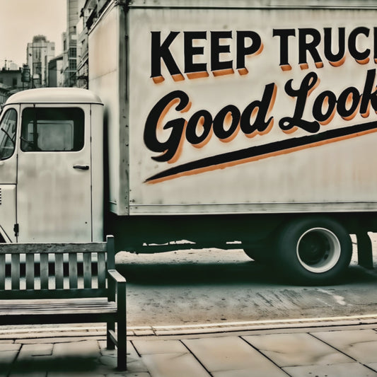 Video highlighting close-up details of the bold text and the vintage delivery truck in an urban street setting. Perfect for industrial and urban home décor.