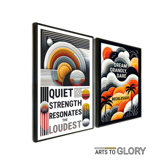 Motivational Wall Art Set | Dream Grandly & Quiet Strength Quotes | Warm Yellow and Orange Decor | 2 Digital Art Posters | Home Decor - Arts To GloryMotivational Wall Art Set | Dream Grandly & Quiet Strength Quotes | Warm Yellow and Orange Decor | 2 Digital Art Posters | Home DecorTextual NarrativesArts To GloryMotivational Wall Art Set | Dream Grandly & Quiet Strength Quotes | Warm Yellow and Orange Decor | 2 Digital Art Posters | Home Decor | Digital Download | 61 x 91 cm - Arts To Glory