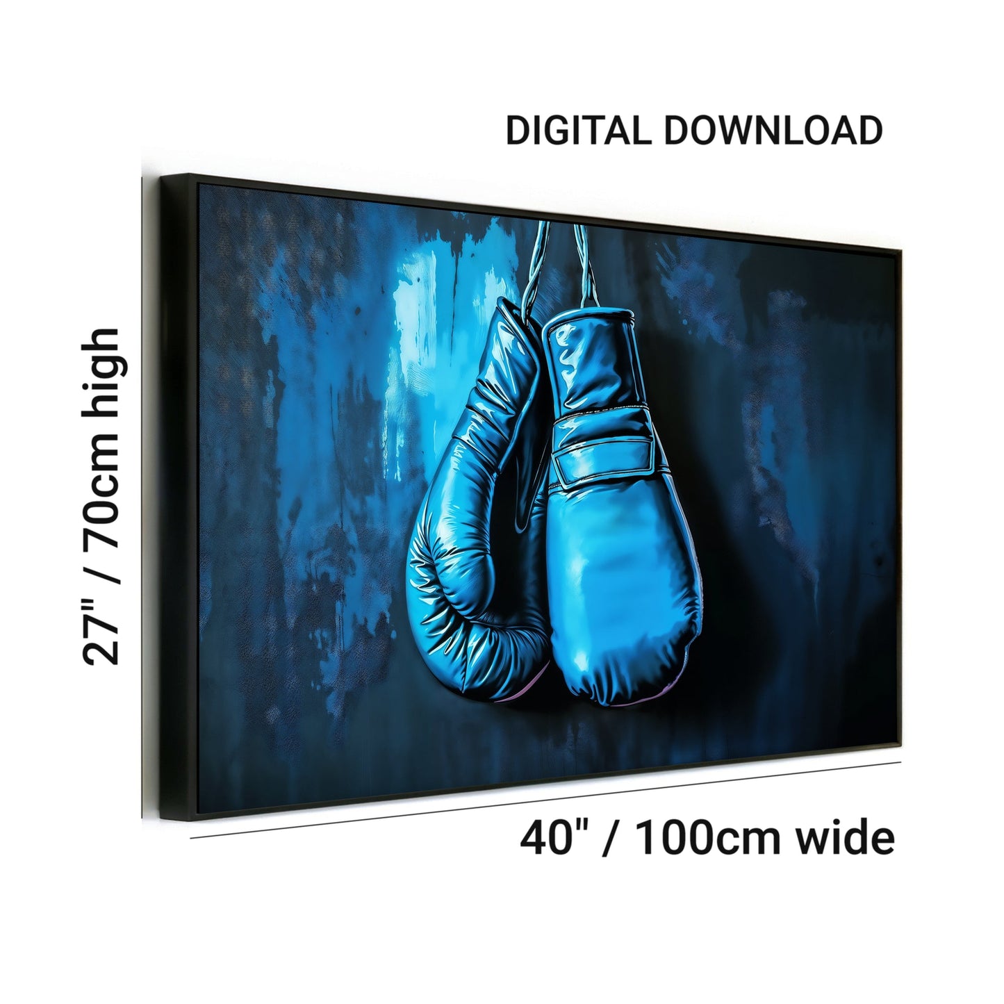 Blue Boxing Gloves - Arts To GloryBlue Boxing GlovesDigital Wall ArtArts To GloryPrintable digital artwork of blue boxing gloves against a dark urban - inspired backdrop, perfect for gyms or offices.