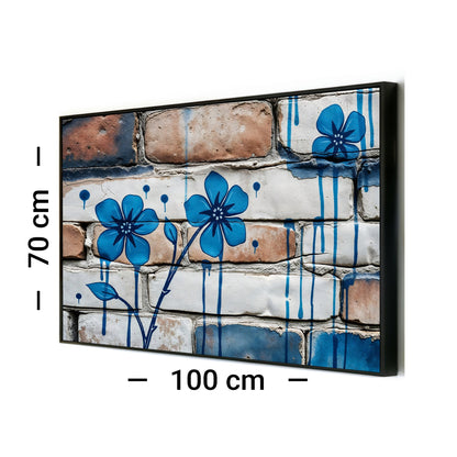 Blue Floral Brick Texture - Arts To GloryBlue Floral Brick TextureDigital Wall ArtArts To GloryDownloadable urban floral street - art print, showcasing vivid blue flowers against rugged brickwork for a bold and creative statement.
