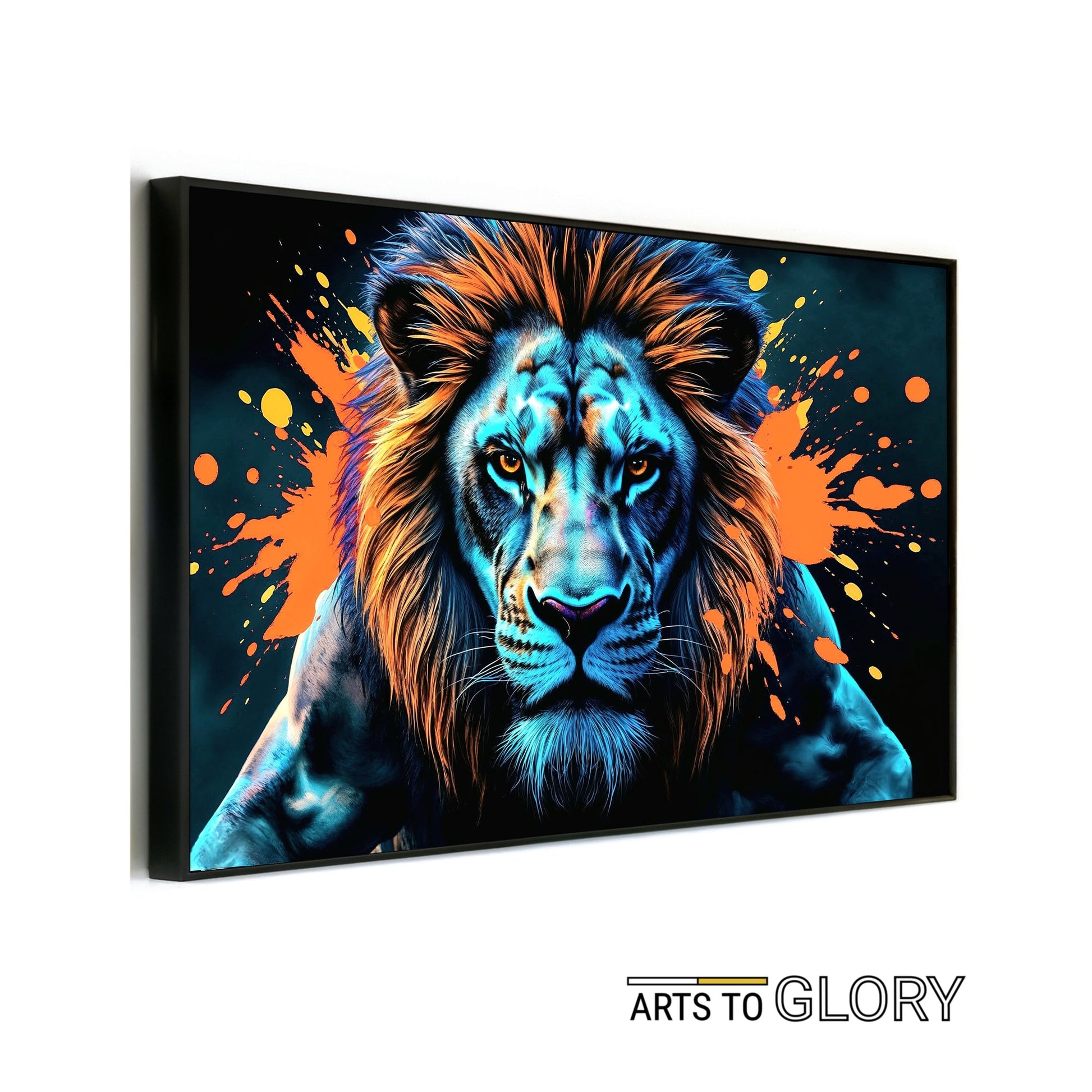 Blue & Orange Lion - Arts To GloryBlue & Orange LionDigital Wall ArtArts To GloryBold digital artwork of a fierce blue lion with fiery orange highlights, creating a powerful visual statement for modern décor.