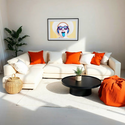 Blue Tongue Blue Headphones - Arts To GloryBlue Tongue Blue HeadphonesDigital Wall ArtArts To GloryLight - filled lounge with minimalist accents, showcasing colourful wall art of surreal portrait.
