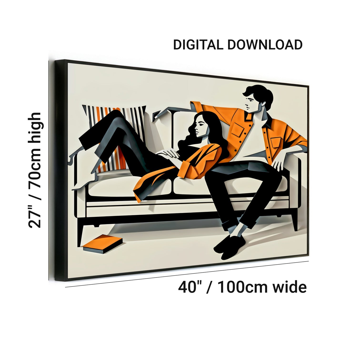 Couple on Sofa Wall Art | Modern Relaxation Illustration | Large Format Digital Print | Orange and Charcoal Hues | Stylish Home Decor | 100 x 70 cm - Arts To GloryCouple on Sofa Wall Art | Modern Relaxation Illustration | Large Format Digital Print | Orange and Charcoal Hues | Stylish Home Decor | 100 x 70 cmSimple & StrikingArts To GloryCouple on Sofa Wall Art | Modern Relaxation Illustration | Large Format Digital Print | Orange and Charcoal Hues | Stylish Home Decor | 100 x 70 cm - Arts To Gl