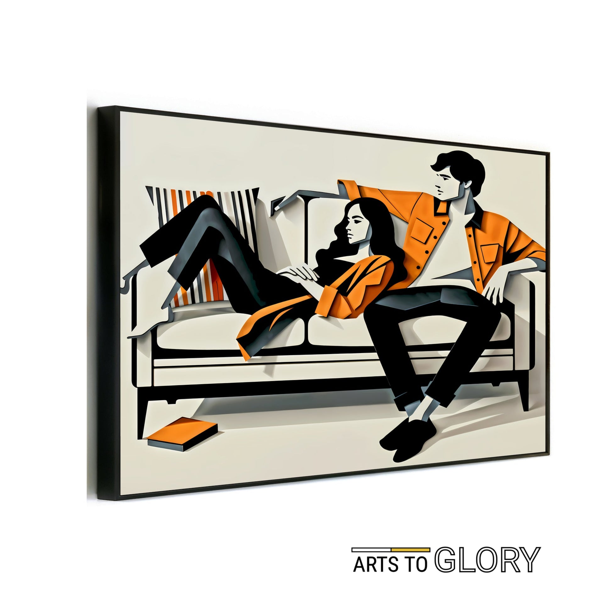 Couple on Sofa Wall Art | Modern Relaxation Illustration | Large Format Digital Print | Orange and Charcoal Hues | Stylish Home Decor | 100 x 70 cm - Arts To GloryCouple on Sofa Wall Art | Modern Relaxation Illustration | Large Format Digital Print | Orange and Charcoal Hues | Stylish Home Decor | 100 x 70 cmSimple & StrikingArts To GloryCouple on Sofa Wall Art | Modern Relaxation Illustration | Large Format Digital Print | Orange and Charcoal Hues | Stylish Home Decor | 100 x 70 cm - Arts To Gl