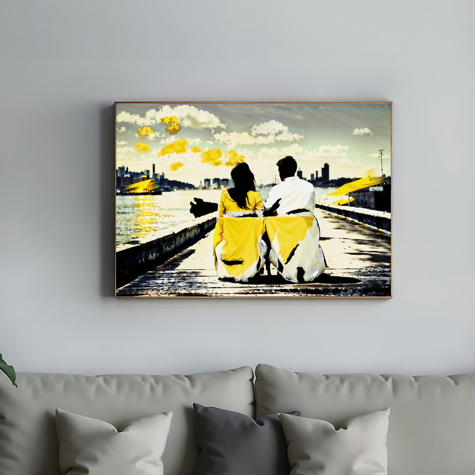 Couple Sitting on Harbour Wall Art | Relaxing by a Dock | Yellow and Black Decor | Home Decor | Digital Download | 100 x 70 cm - Arts To GloryCouple Sitting on Harbour Wall Art | Relaxing by a Dock | Yellow and Black Decor | Home Decor | Digital Download | 100 x 70 cmColourful ExpressionsArts To GloryCouple Sitting on Harbour Wall Art with Dimensions - Yellow and Black Decor, 40 x 27 inches, Digital Download