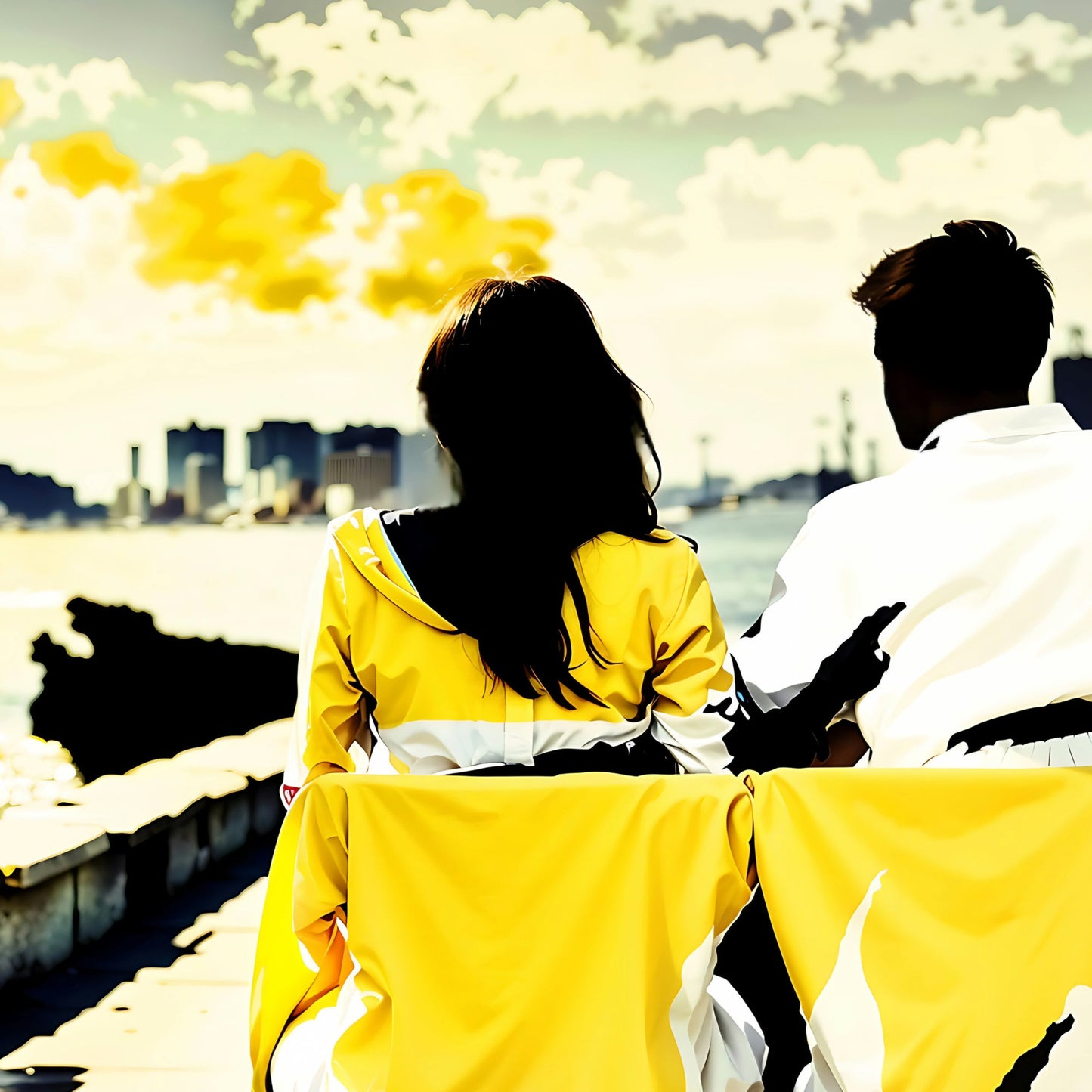 Couple Sitting on Harbour Wall Art | Relaxing by a Dock | Yellow and Black Decor | Home Decor | Digital Download | 100 x 70 cm - Arts To GloryCouple Sitting on Harbour Wall Art | Relaxing by a Dock | Yellow and Black Decor | Home Decor | Digital Download | 100 x 70 cmColourful ExpressionsArts To GloryClose-Up of Couple Sitting on Harbour Wall Art - Yellow and Black Decor, 40 x 27 inches