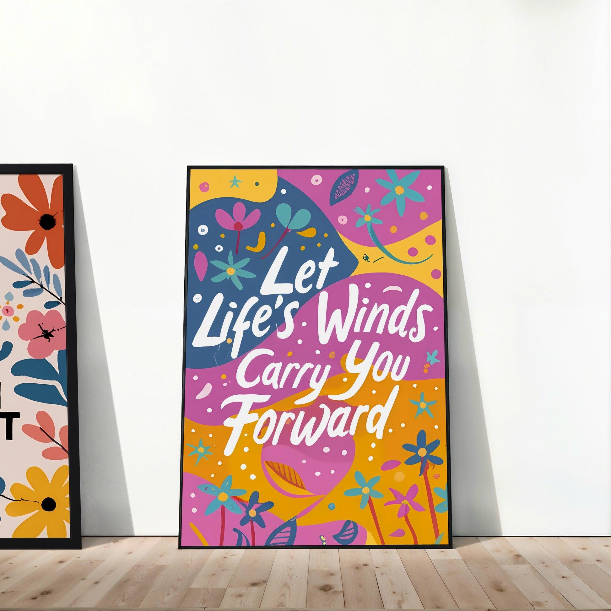 Floral Inspiration | Set of 10 Motivational Quote Posters | Pink & Green Decor | Digital Art | Home Decor | Digital Download | 60 x 90 cm (2:3 Ratio) - Arts To GloryFloral Inspiration | Set of 10 Motivational Quote Posters | Pink & Green Decor | Digital Art | Home Decor | Digital Download | 60 x 90 cm (2:3 Ratio)Textual NarrativesArts To GloryColourful motivational wall art saying Let Life's Winds Carry You Forward against a backdrop of flowers and stars, bringing cheerfulness to interiors.