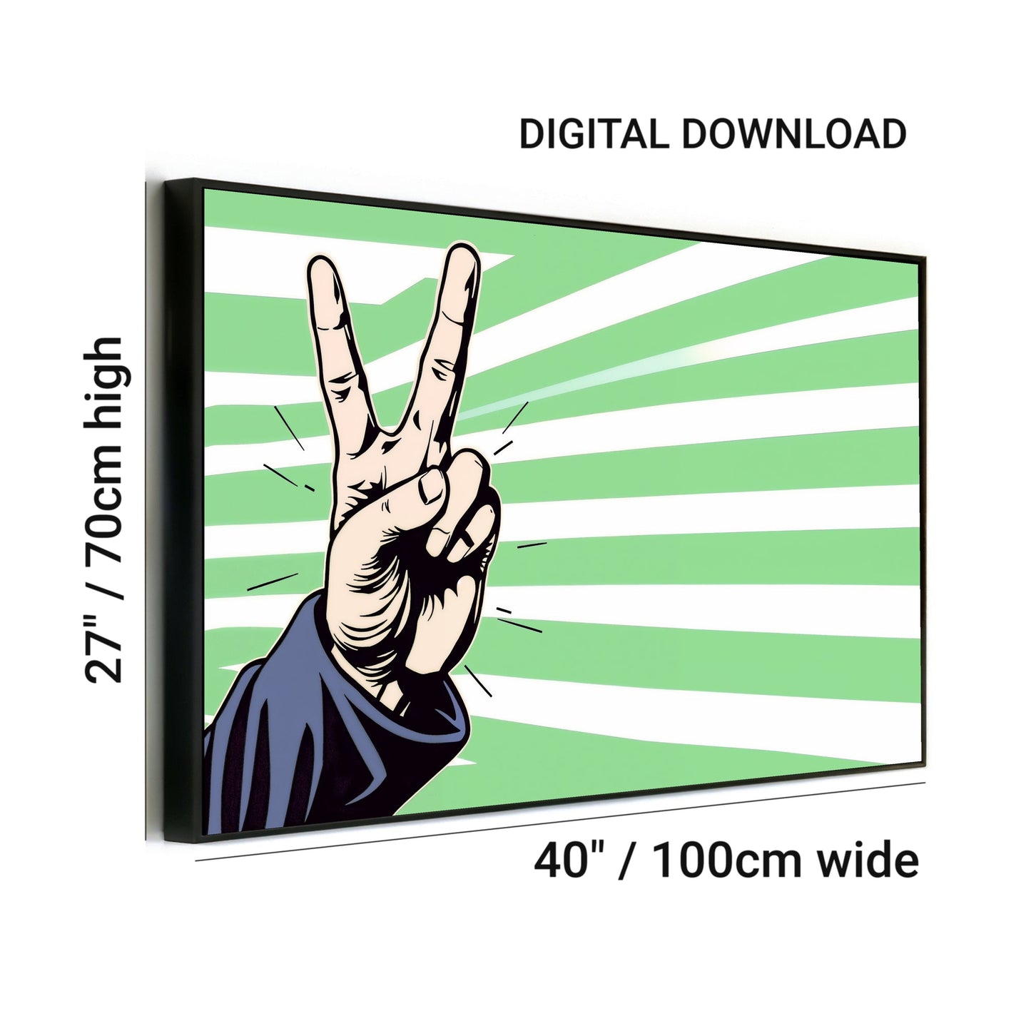 Green Striped Peace Hand - Arts To GloryGreen Striped Peace HandDigital Wall ArtArts To GloryDigital download pop - art piece featuring a strong peace/victory hand gesture for home or office décor.