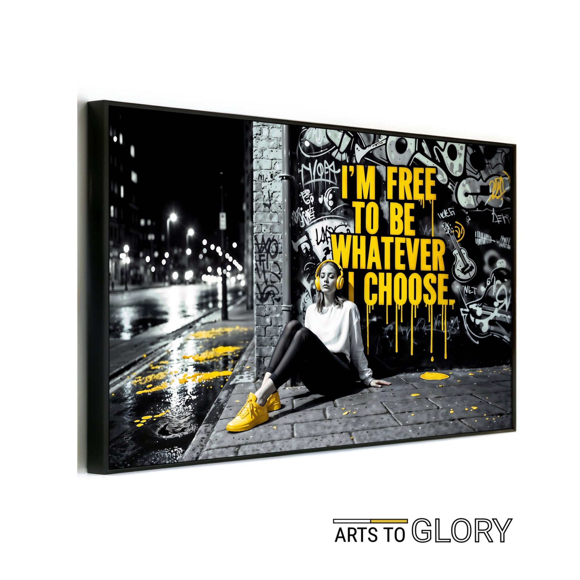 I'm Free to Be Whatever I Choose | Empowering Urban Street Art | Bold Yellow Accents | Digital Download | 100 x 70 cm | Modern Home Décor - Arts To GloryI'm Free to Be Whatever I Choose | Empowering Urban Street Art | Bold Yellow Accents | Digital Download | 100 x 70 cm | Modern Home DécorTextual NarrativesArts To GloryModern digital art piece featuring bold graffiti - style text, perfect for contemporary home décor, 100x70cm.