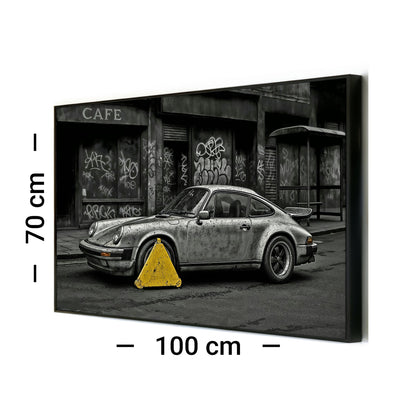 No Parking - Arts To GloryNo ParkingDigital Wall ArtArts To GloryFramed 100x70cm digital print of a clamped car in front of graffiti - covered walls, perfect for industrial and street - inspired interiors.