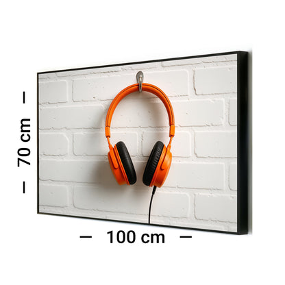 Orange Headphones Clean - Arts To GloryOrange Headphones CleanDigital Wall ArtArts To GloryInstant download minimalistic wall print of orange headphones against a white brick wall, suitable for modern homes and offices.