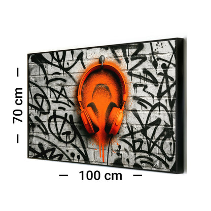 Orange Headphones Rough - Arts To GloryOrange Headphones RoughDigital Wall ArtArts To GloryInstant digital download art print with bold orange headphones against graffiti - covered brick, perfect for creative interiors.