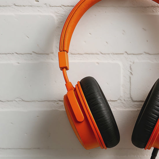 Short promotional video from Arts To Glory featuring minimalist orange headphones artwork, perfect for modern interior styling.