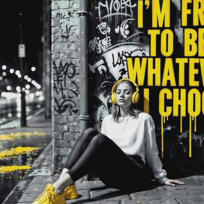 Zoom-in video of the graffiti-style art piece, highlighting the bold text and urban details, perfect for showcasing modern urban décor.