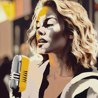 Busker singing.