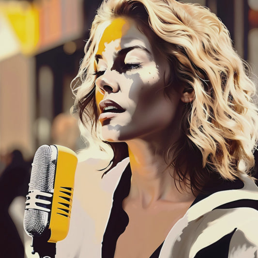 Busker singing.