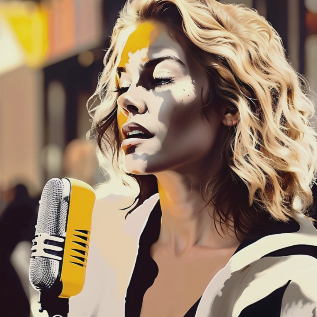 Busker singing.