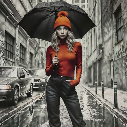 Video showcasing close-up views of an urban alleyway art scene with orange fashion highlights, ideal for modern interiors.