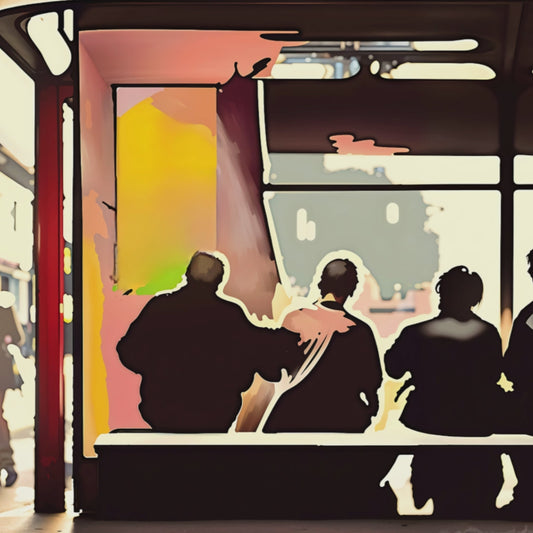 People at a bus stop.
