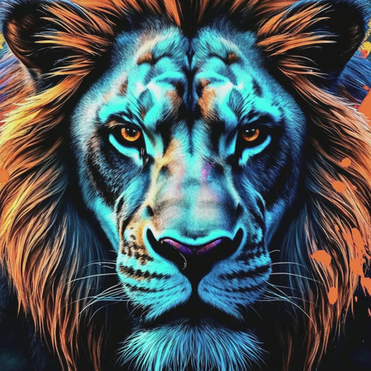 Short promotional clip showcasing the striking blue lion digital artwork, highlighting modern décor styling ideas by Arts To Glory.
