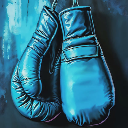 Short promotional clip showcasing bold blue boxing gloves artwork, highlighting resilience and modern décor ideas by Arts To Glory.