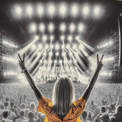 Peace sign, music festival.