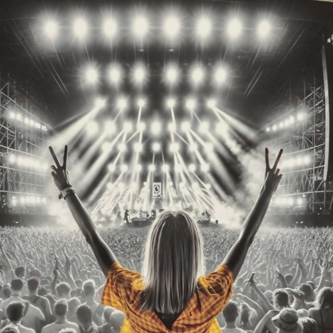 Peace sign, music festival.