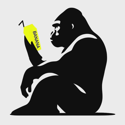 Gorilla drinking protein shake.