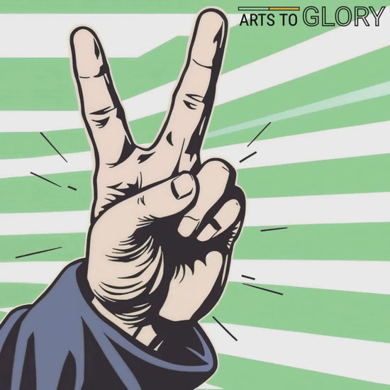 Short promotional clip showcasing the bold pop-art peace/victory sign, highlighting modern décor ideas by Arts To Glory.