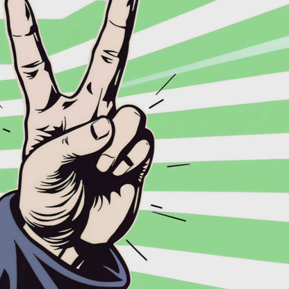 Short promotional clip showcasing the bold pop-art peace/victory sign, highlighting modern décor ideas by Arts To Glory.