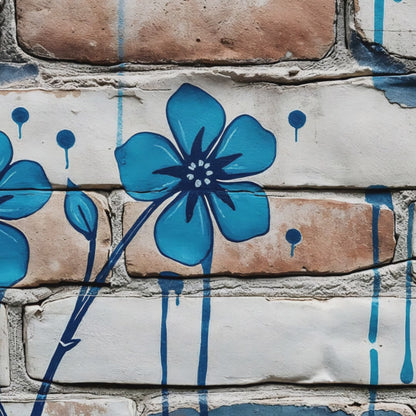 Short promotional clip showcasing a striking blue floral graffiti artwork, highlighting urban design inspiration for modern interiors.