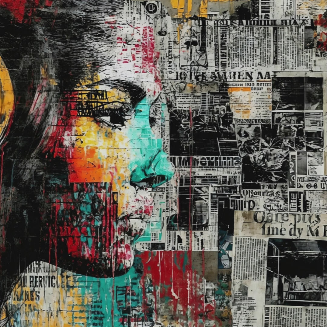 Promotional video of Arts To Glory’s Urban Headphones Wall Art in stylish interiors, featuring newsprint and vinyl design.
