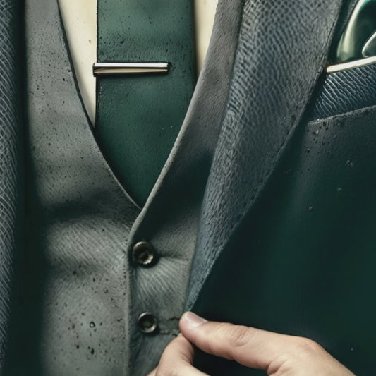 Video showcasing a close-up view of the set of 2 digital wall art featuring bold green accents on a man in a suit and a woman in a jacket, emphasizing urban textures in a modern décor setting.