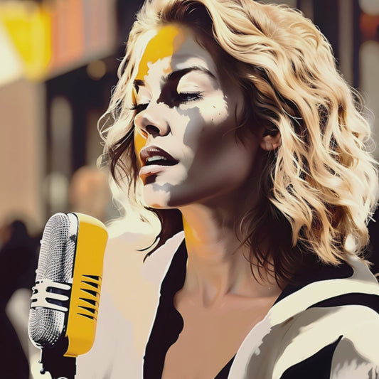 Busker singing.