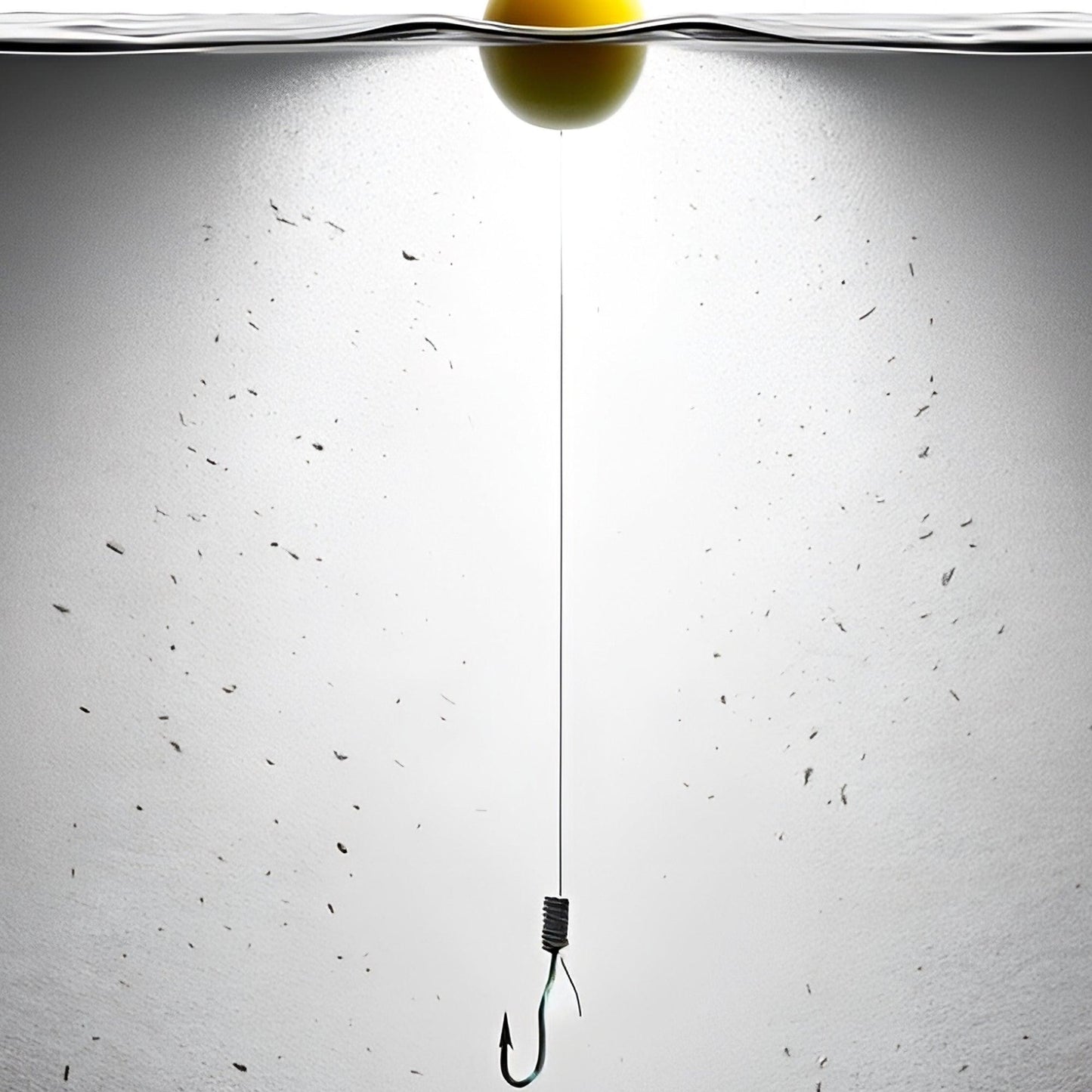 Solitary Anticipation | Fishing Line in Water | Monochrome Art with Yellow Bobber | Home Decor | Digital Download | 100 x 70 cm - Arts To GlorySolitary Anticipation | Fishing Line in Water | Monochrome Art with Yellow Bobber | Home Decor | Digital Download | 100 x 70 cmSimple & StrikingArts To GlorySurreal image of an yellow bobber suspended above a fish hook, set against a stark white background with subtle texture, invoking curiosity and contrast.