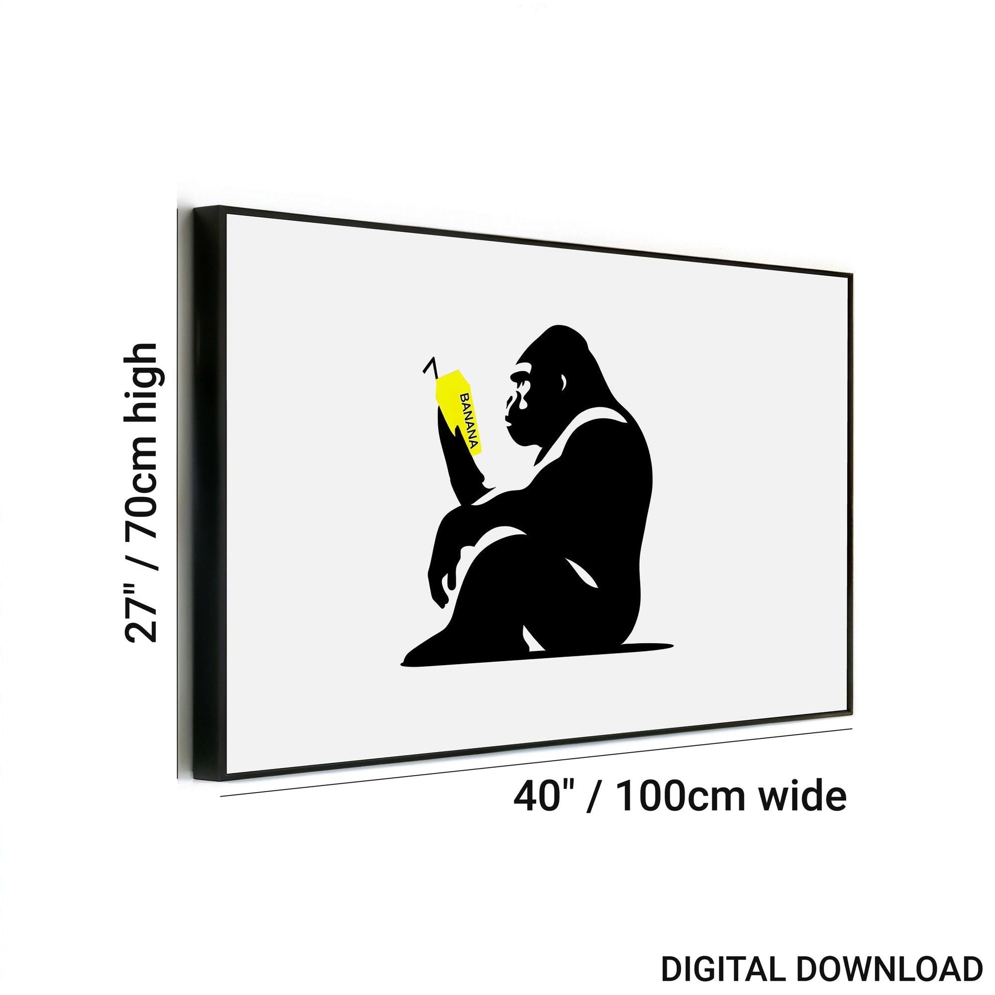 Staring Ape with Yellow Milkshake | Primal Contemplation Wall Art | Minimalist Design | Black & White Decor with a Pop of Colour | Home Decor | Digital Download | 100 x 70 cm - Arts To GloryStaring Ape with Yellow Milkshake | Primal Contemplation Wall Art | Minimalist Design | Black & White Decor with a Pop of Colour | Home Decor | Digital Download | 100 x 70 cmSimple & StrikingArts To GloryDigital download of 'Staring Ape with Yellow Milkshake' wall art, measuring 40 inches wide by 27 inches hi