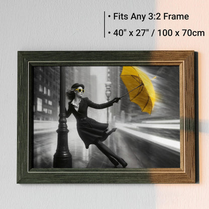 Stormy Cityscape Art | Bold Yellow Umbrella | Digital Download | Home Decor | 100 x 70 cm - Arts To GloryStormy Cityscape Art | Bold Yellow Umbrella | Digital Download | Home Decor | 100 x 70 cmDetailed & ComplexArts To GloryElegantly framed wall art of a woman in a chic outfit with a yellow umbrella, designed to fit any 3:2 frame size, dimensions highlighted as 40 x 27 inch / 100 x 70cm.