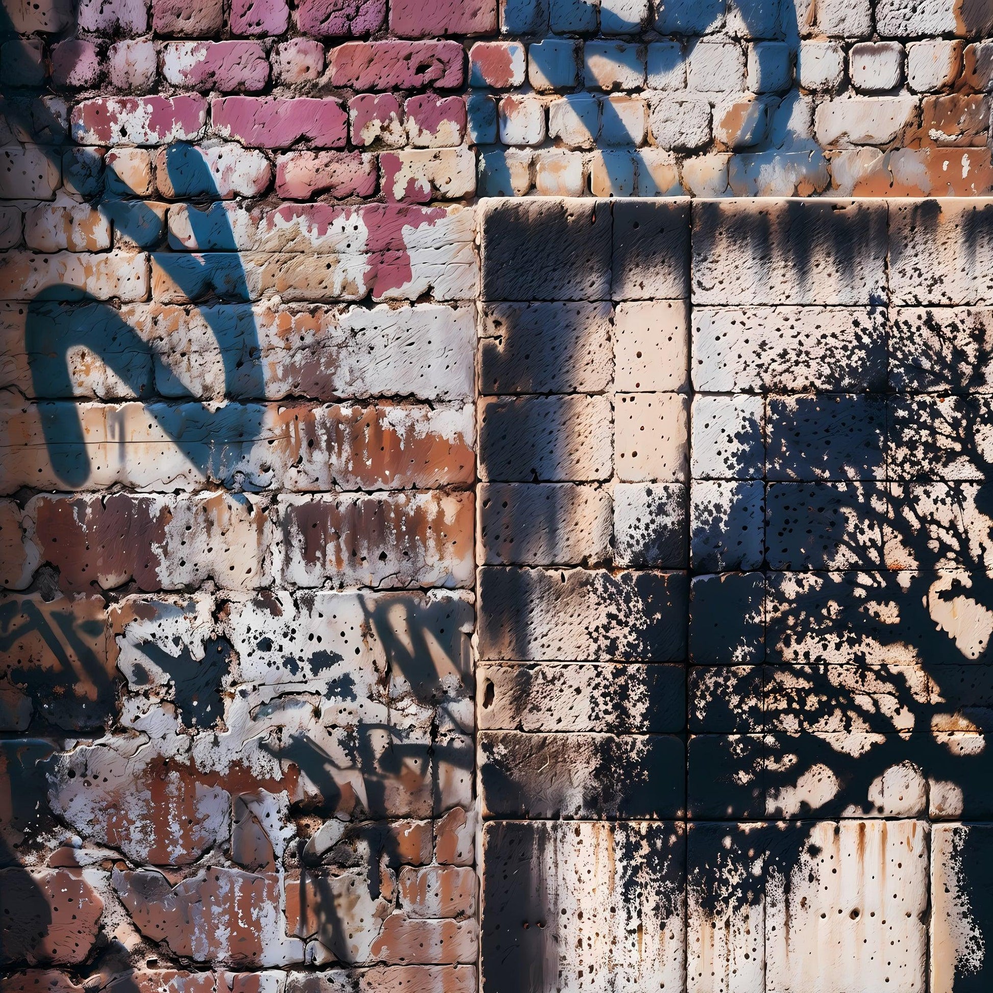 Urban Roots | Tree on Graffiti Wall AI Digital Art | Clash of Colours | Modern Moody Poster | Digital Download | Home Decor | 100 x 70 cm (3:2 Ratio) - Arts To GloryUrban Roots | Tree on Graffiti Wall AI Digital Art | Clash of Colours | Modern Moody Poster | Digital Download | Home Decor | 100 x 70 cm (3:2 Ratio)Colourful ExpressionsArts To GloryTextured wall with a patchwork of faded bricks and peeling paint, overlaid with the sharp shadow of a tree, hinting at the beauty found in urban decay a