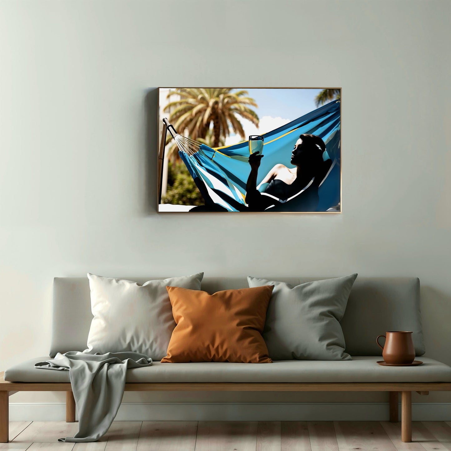 Woman Relaxing in Hammock | Beach Bar Art | Blue Cocktail & Accents | Modern Digital Art | 100 x 70 cm | Home Décor - Arts To GloryWoman Relaxing in Hammock | Beach Bar Art | Blue Cocktail & Accents | Modern Digital Art | 100 x 70 cm | Home DécorBlueArts To GloryWoman Relaxing in Hammock | Beach Bar Art | Blue Cocktail & Accents | Modern Digital Art | 100 x 70 cm | Home Décor