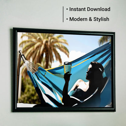Woman Relaxing in Hammock | Beach Bar Art | Blue Cocktail & Accents | Modern Digital Art | 100 x 70 cm | Home Décor - Arts To GloryWoman Relaxing in Hammock | Beach Bar Art | Blue Cocktail & Accents | Modern Digital Art | 100 x 70 cm | Home DécorBlueArts To GloryWoman Relaxing in Hammock | Beach Bar Art | Blue Cocktail & Accents | Modern Digital Art | 100 x 70 cm | Home Décor