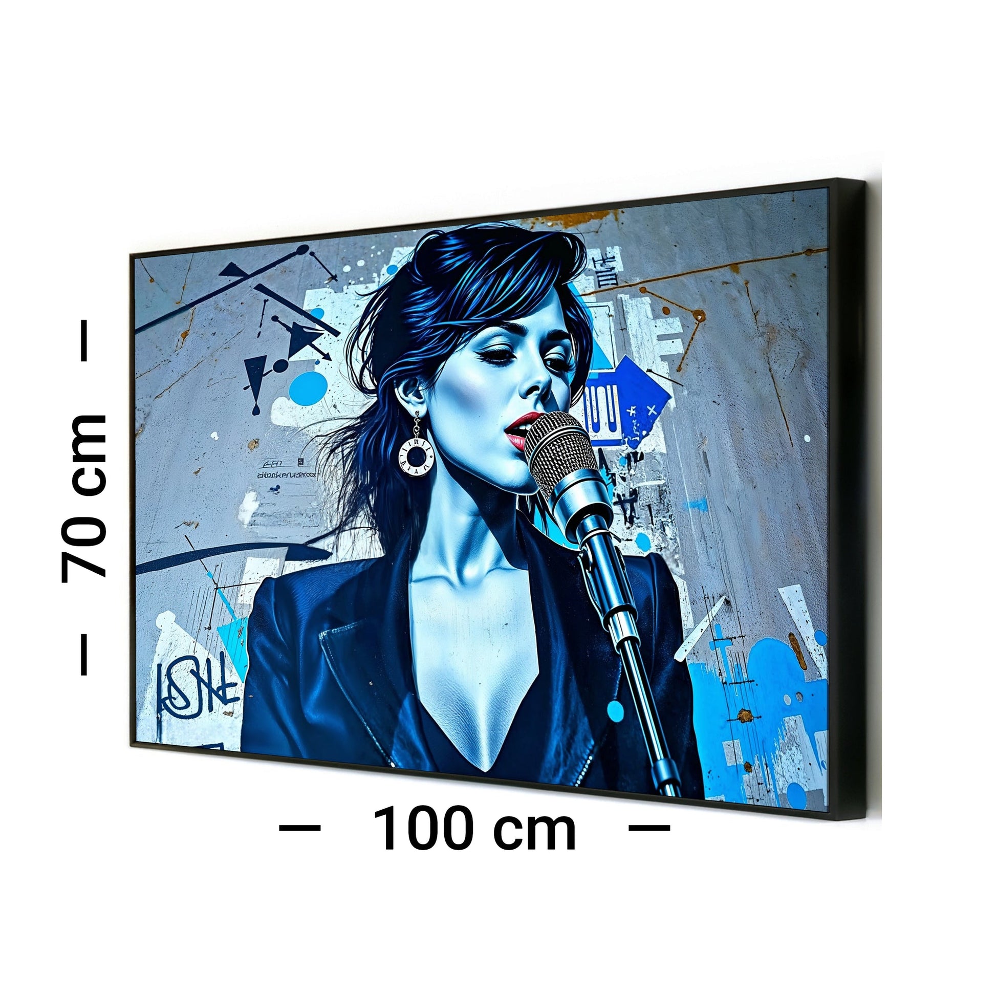 Woman Singing Street Art - Arts To GloryWoman Singing Street ArtDigital Wall ArtArts To GloryDigital download urban music - themed art featuring a singer with vivid blue tones and modern street art aesthetics.