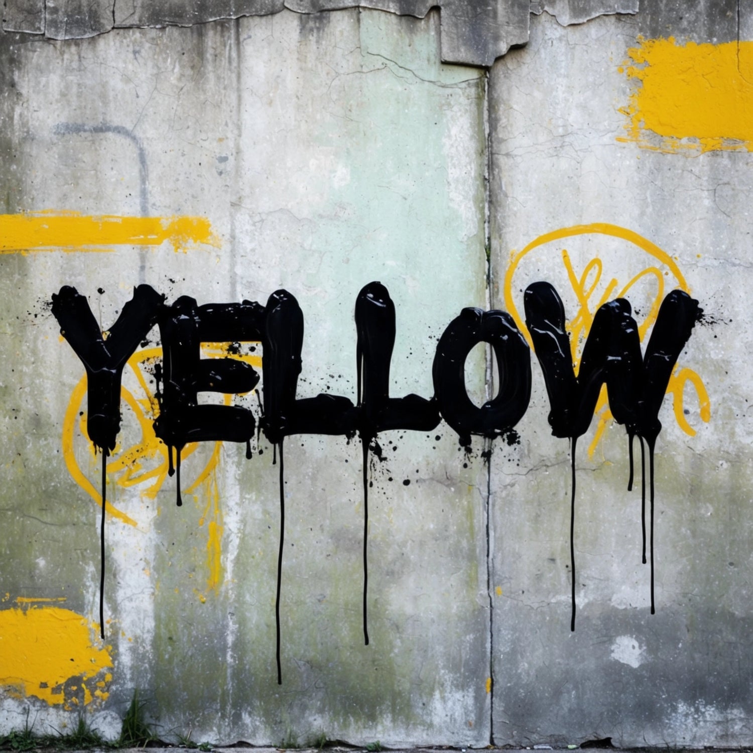 yellow on a yellow stone wall