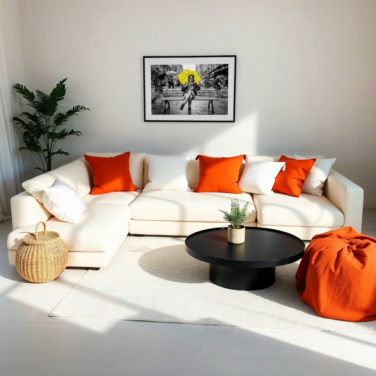 Yellow Umbrella Portrait - Arts To GloryYellow Umbrella PortraitDigital Wall ArtArts To GloryBold framed urban wall art featuring yellow umbrella portrait displayed in a bright, sunlit living room with neutral décor and vibrant yellow accents.